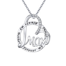 always my mom mothers day gift 2021 zircon crystals heart mom necklace jewelry silver 925 sterling